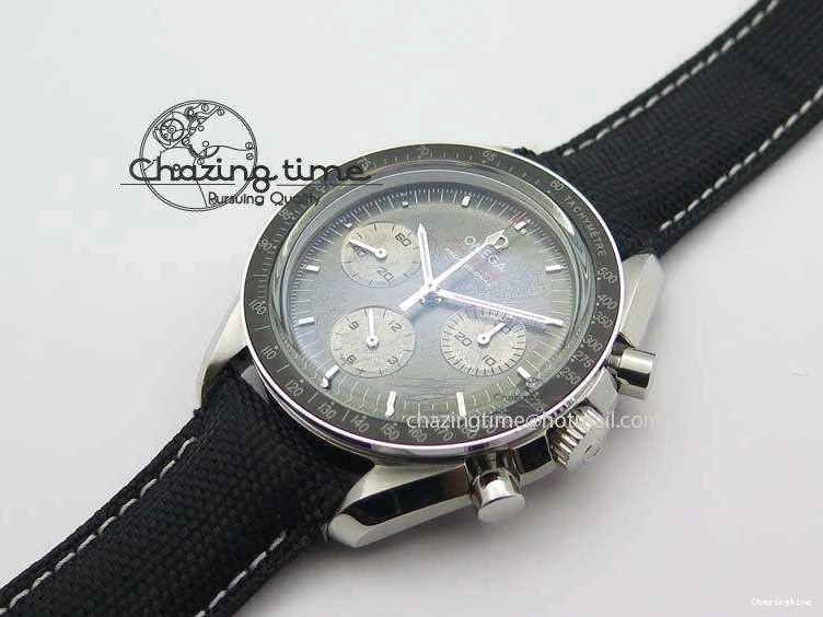 0314 Speedmaster Apollo XVII Gray Dial On Black Nylon Strap Manual Winding Chrono Movement FastDry 8208